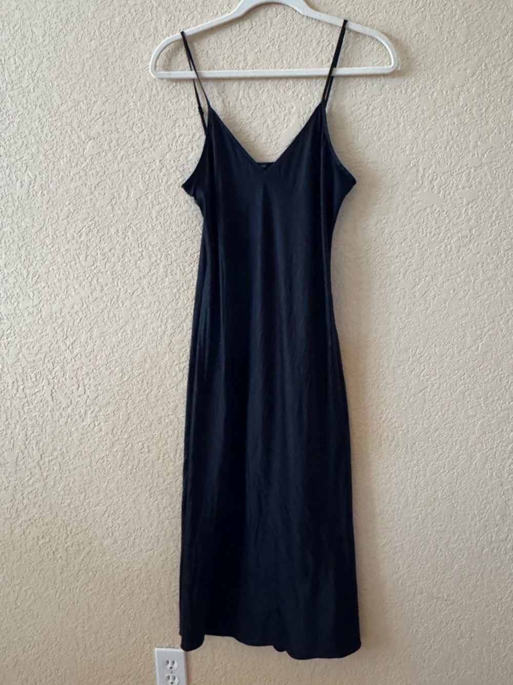 Quince 100% Silk Washable Black Midi Dress, Size Medium